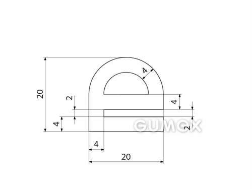 Kompaktní silikonový profil, tvar e s dutinkou - 0129