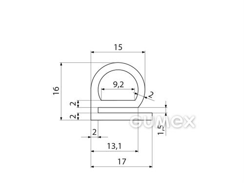 Kompaktní silikonový profil, tvar e s dutinkou - 0130