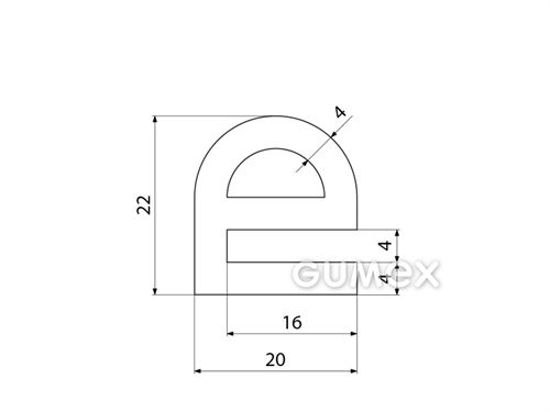 Kompaktní silikonový profil, tvar e s dutinkou - 0129