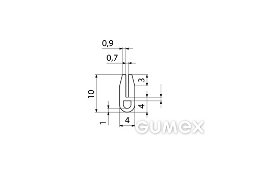 Kompaktní silikonový profil, tvar U s dutinkou - 0188