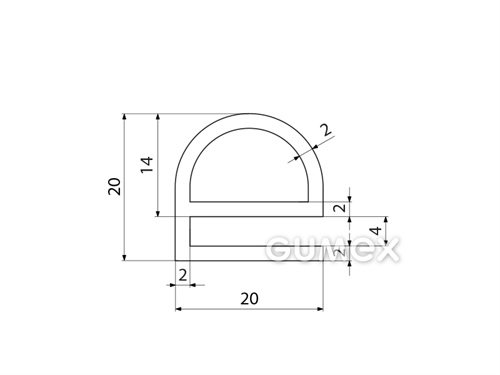 Kompaktní silikonový profil, tvar e s dutinkou - 0129