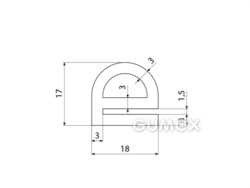 Kompaktní silikonový profil, tvar e s dutinkou - 0129