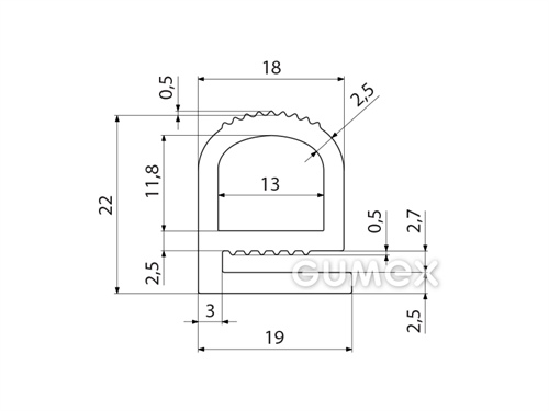 Kompaktní silikonový profil, tvar e s dutinkou - 0181