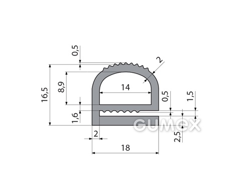 Kompaktní silikonový profil, tvar e s dutinkou - 0181