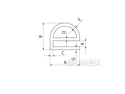 Kompaktní silikonový profil, tvar e s dutinkou - 0129