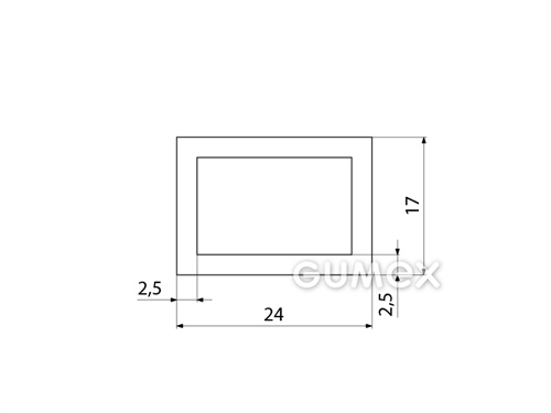 Kompaktní silikonový profil, tvar obdélník s dutinkou - 0153