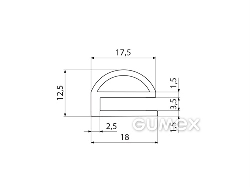 Kompaktní silikonový profil, tvar e s dutinkou - 0170