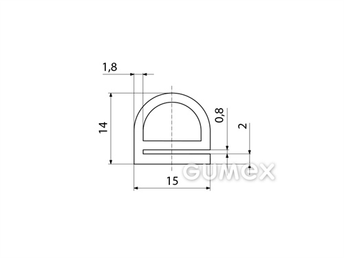 Kompaktní silikonový profil, tvar e s dutinkou - 0129