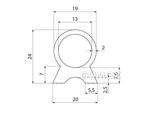 Kompaktní silikonový profil, tvarový s dutinkou - 0177