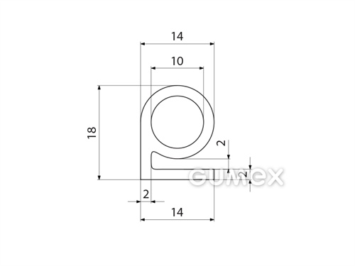 Kompaktní silikonový profil, tvar e s dutinkou - 0131