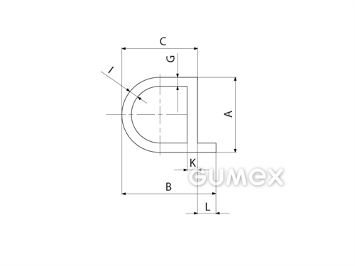 Kompaktní silikonový profil, tvar P s dutinkou - 0148