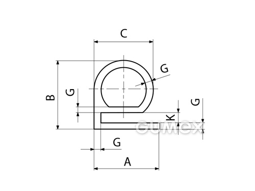 Kompaktní silikonový profil, tvar e s dutinkou - 0130