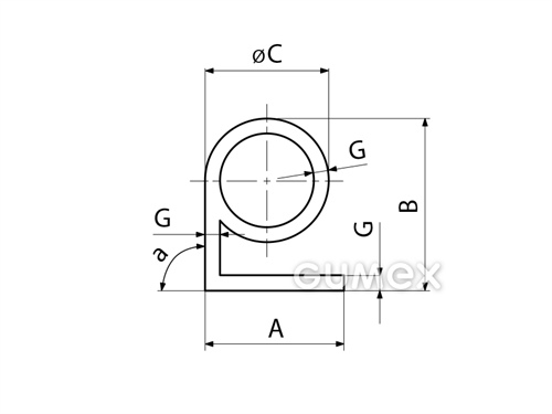 Kompaktní silikonový profil, tvar e s dutinkou - 0131