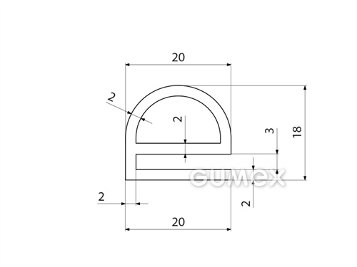 Kompaktní silikonový profil, tvar e s dutinkou - 0129