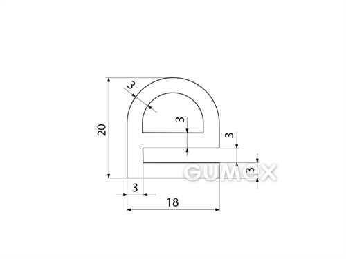 Kompaktní silikonový profil, tvar e s dutinkou - 0129