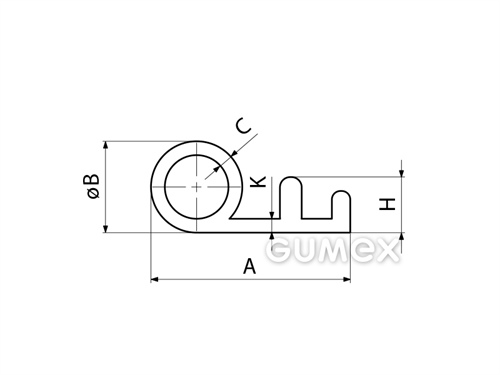 Kompaktní silikonový profil, tvar P s dutinkou - 0137