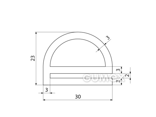 Kompaktní silikonový profil, tvar e s dutinkou - 0129