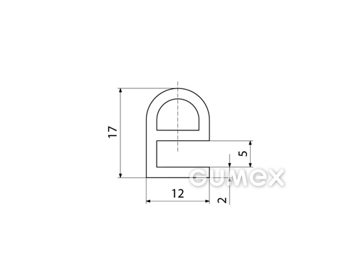 Kompaktní silikonový profil, tvar e s dutinkou - 0129