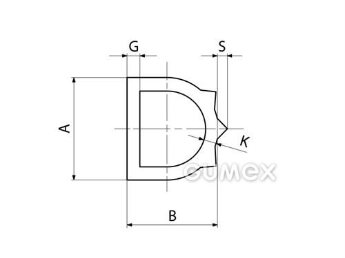 Kompaktní silikonový profil, tvar D s dutinkou - 0167