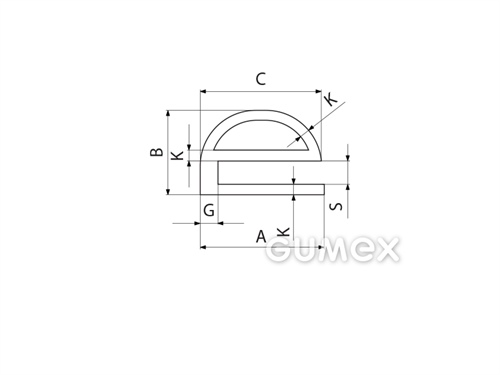 Kompaktní silikonový profil, tvar e s dutinkou - 0170