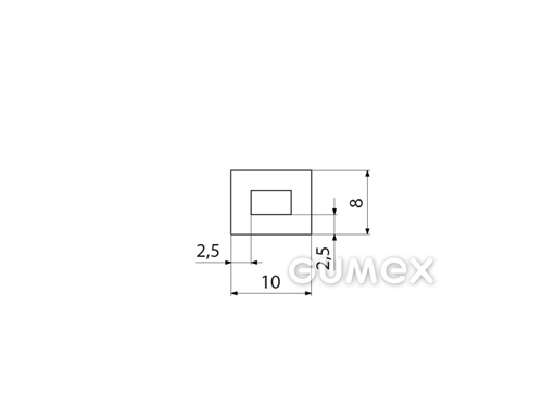 Kompaktní silikonový profil, tvar obdélník s dutinkou - 0153