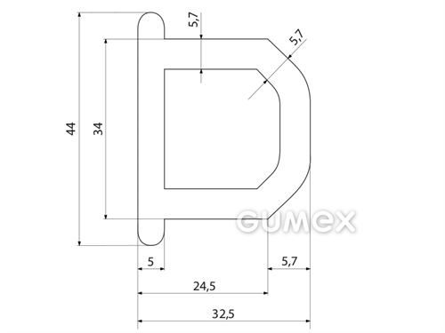 Kompaktní silikonový profil, tvar D s dutinkou - 0140