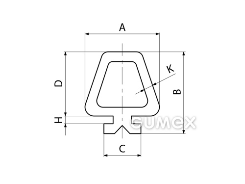 Kompaktní silikonový profil, tvar tvarový s dutinkou - 0162