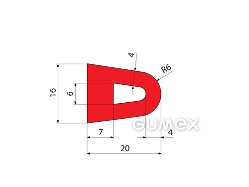 Kompaktní silikonový profil, tvar D s dutinkou - 0125