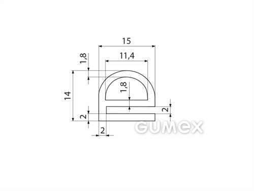 Kompaktní silikonový profil, tvar e s dutinkou - 0129