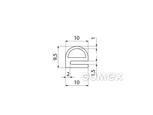 Kompaktní silikonový profil, tvar e s dutinkou - 0129
