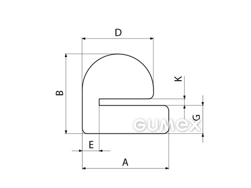 Kompaktní silikonový profil, tvar e - 0508